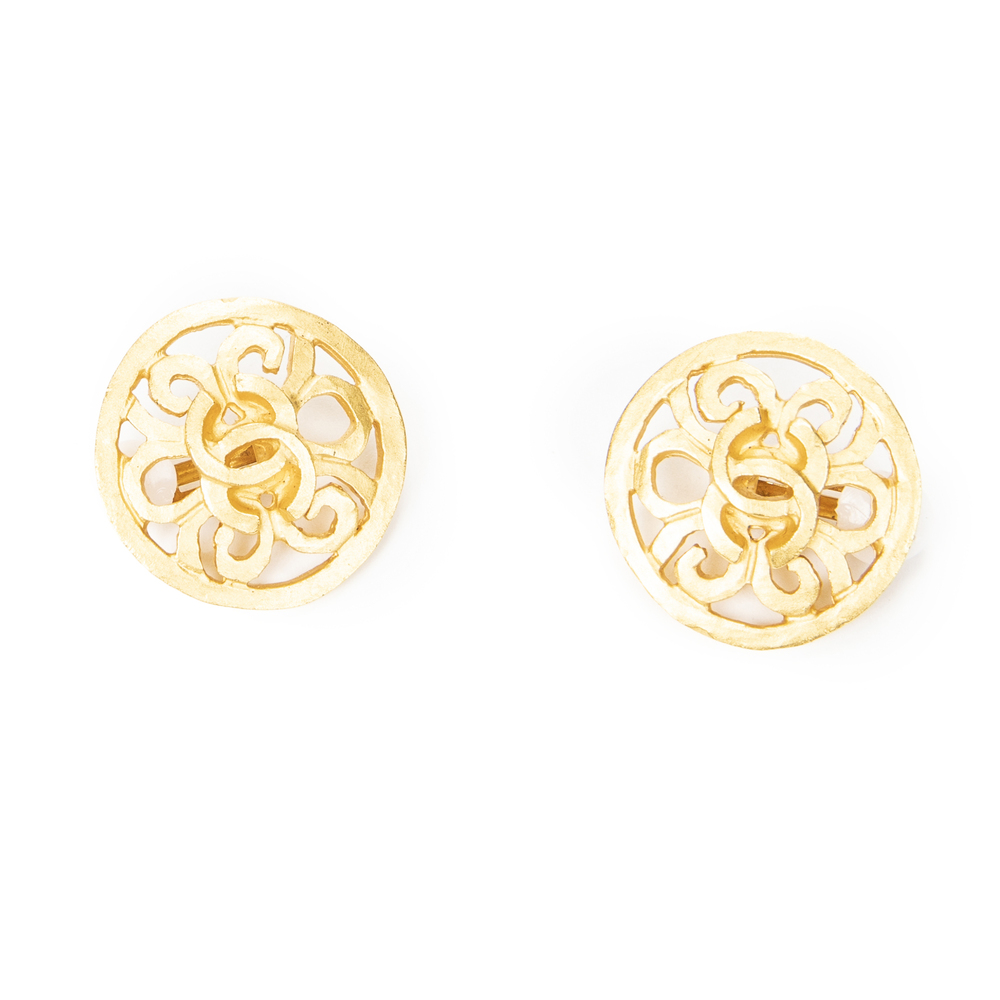 Chanel CC Filigree Round Clip On Earrings